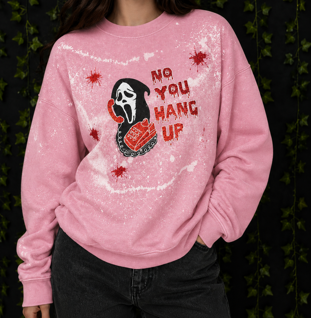 Horror Movie Themed Graphic Crewneck Sweatshirt