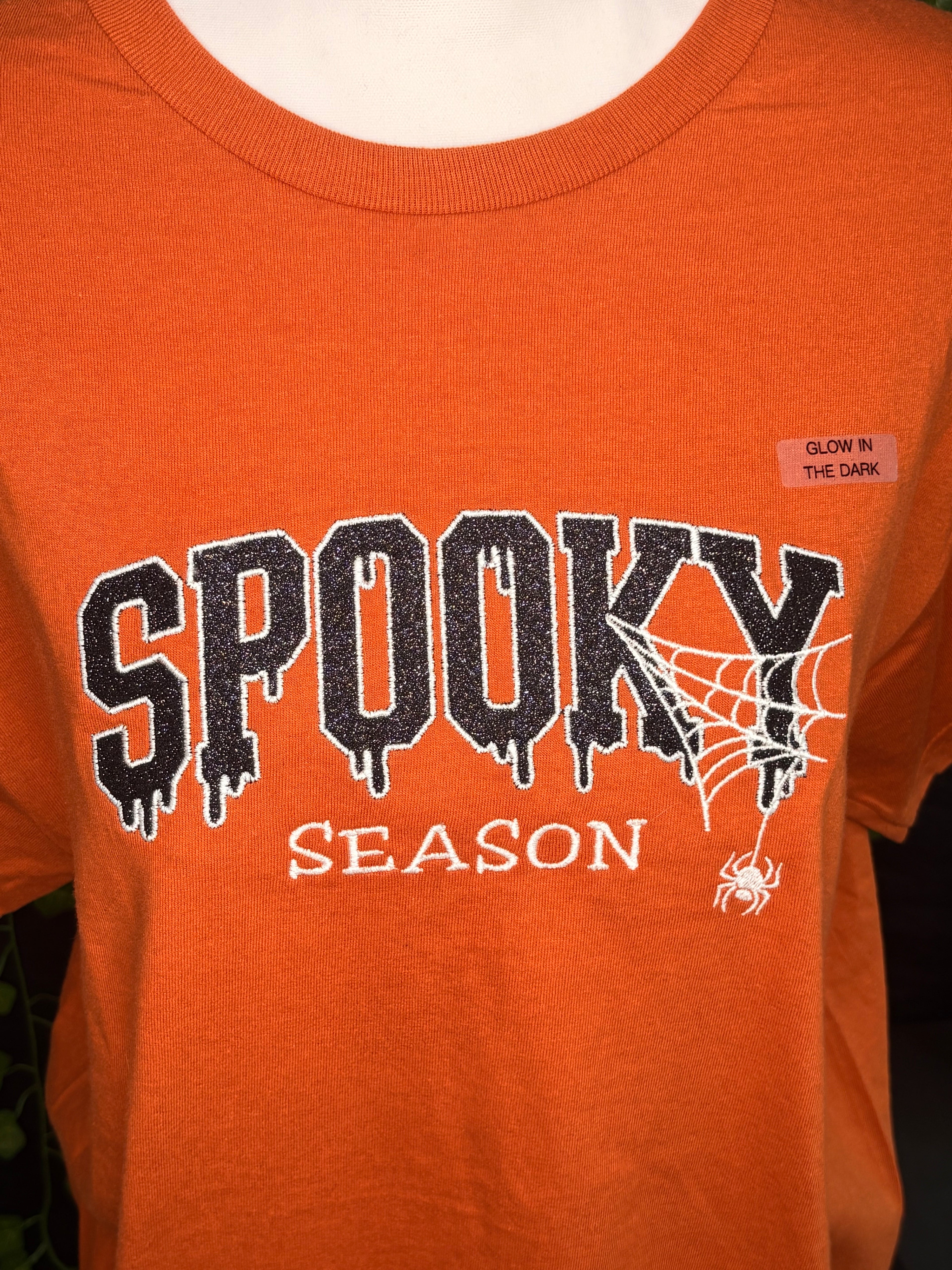 Spooky Season Embroidered Graphic Cotton T-Shirt