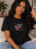 Untapped Innovations black cotton crew neck t-shirt featuring a skeleton hand holding a soda can and til death text.