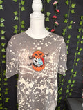 Untapped Innovations Nightmare Before Christmas bleached t-shirt with embroidered Jack and Sally pumpkin design.