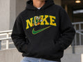 Untapped Innovations black Nike University of Oregon fleece hoodie with embroidered team graphic and kangaroo pocket